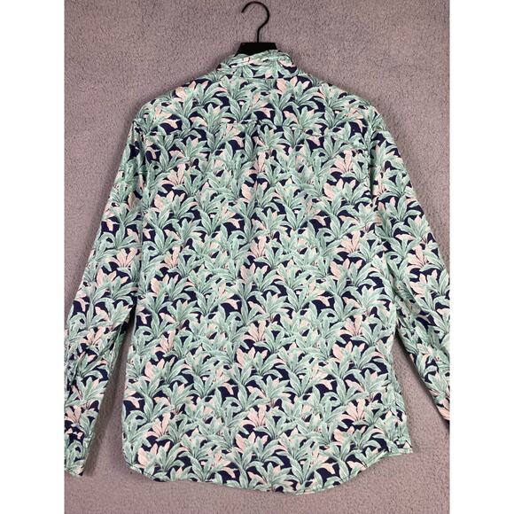 American Eagle Men’s Green Hawaiian Floral Button Down Long Sleeve Shirt M - Picture 7 of 7